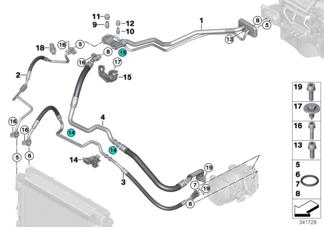2017 BMW X5 Suction Pipe Evaporator-Compressor Diagram for 64509252992