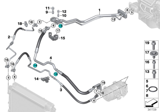 2017 BMW X5 Pressure Hose, Compressor-Condenser Diagram for 64509252990