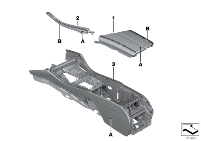 2014 BMW 535i xDrive Individual Centre Console / Centre Arm Rest Diagram