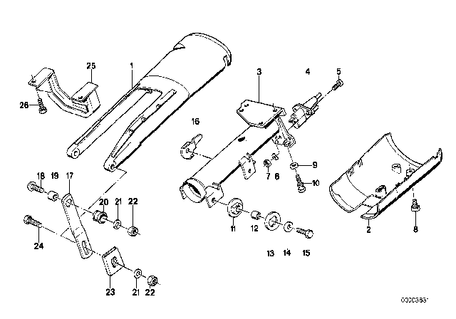 1986 BMW 735i Steering Column - Tube / Trim Panel Diagram