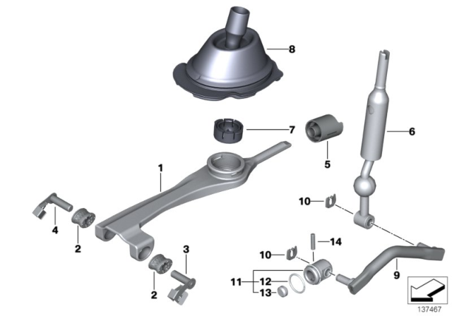 2012 BMW 328i Gearshift, Mechanical Transmission Diagram