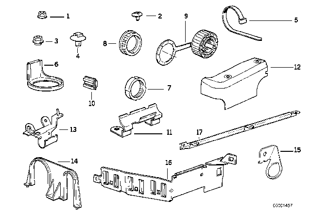 1992 BMW 525i Cable Harness Fixings Diagram 1