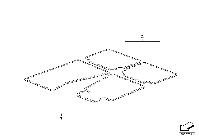 2005 BMW 645Ci Rubber Floor Mats Diagram