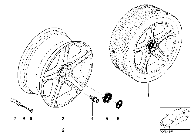 2005 BMW X5 BMW LA Wheel, Star Spoke Diagram