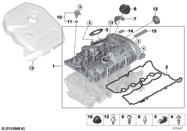 2019 BMW X3 Cylinder Head Cover / Mounting Parts Diagram