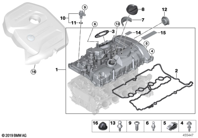 2017 BMW 330i xDrive Cylinder Head Cover / Mounting Parts Diagram