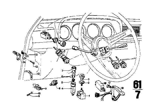 1971 BMW 2800CS Button Diagram for 61341351049