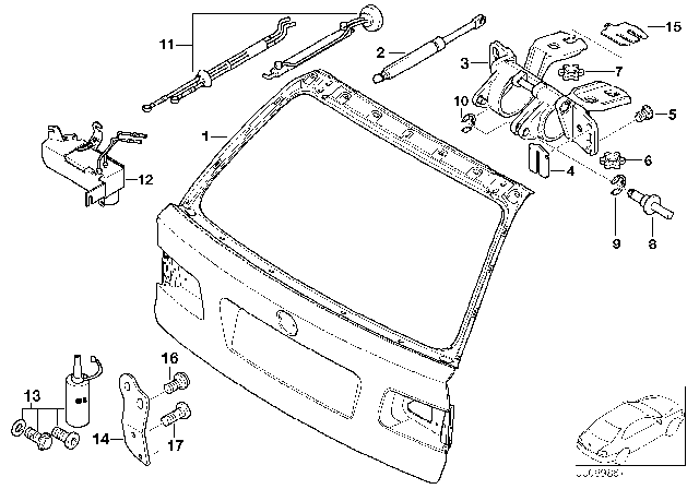 2002 BMW 540i Trunk Lid Hydraulic Parts Diagram