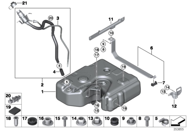 2015 BMW 740Ld xDrive Filler System Scr Diagram for 16197287105