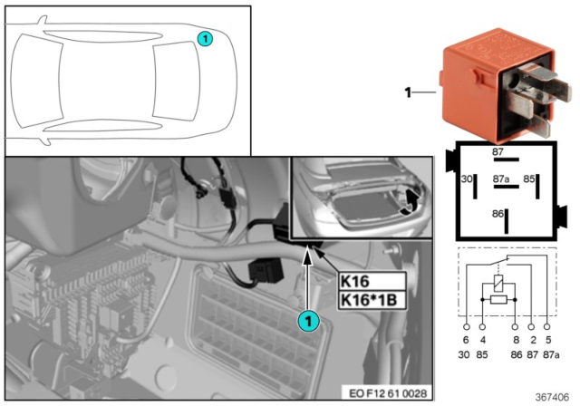 2014 BMW 650i Relay, Rear - Window Drive Diagram 1