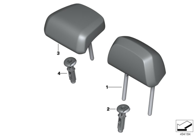 2019 BMW 330i xDrive Seat, Rear, Head Restraint Diagram