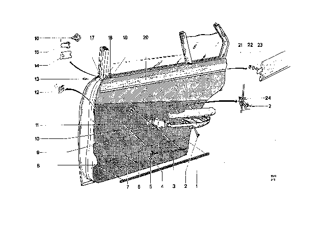 1969 BMW 2000 Door Trim, Rear Diagram 1