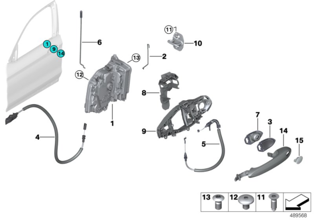 2019 BMW X4 Outer Left Painted Door Handle Diagram for 51217470581