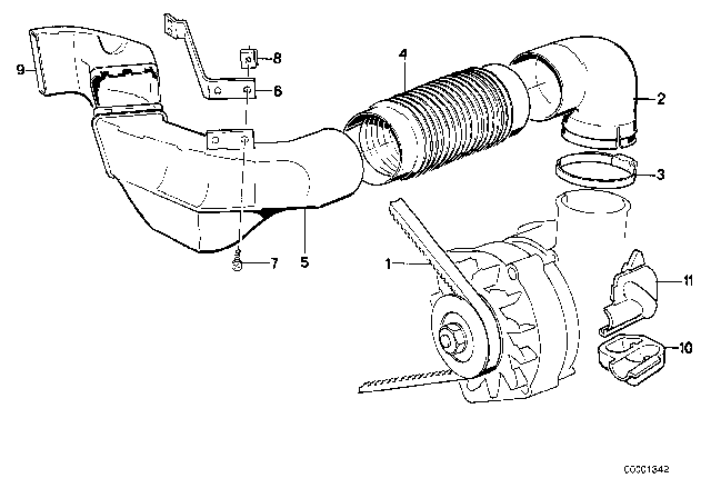 1990 BMW 735iL Generator Cooling Diagram