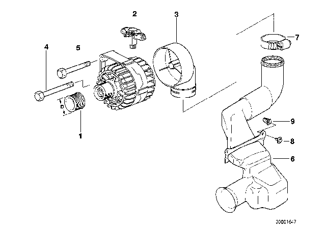 2001 BMW 540i Alternator Parts Diagram