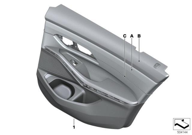 2019 BMW 330i DOOR LINING LEATHER REAR RIG Diagram for 51427993610