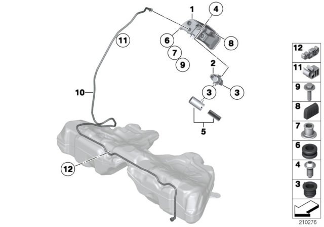 2010 BMW 535i Activated Charcoal Filter / Fuel Ventilate Diagram 1