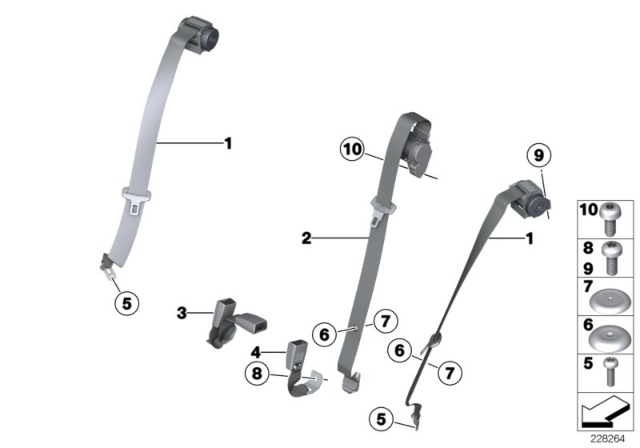 2013 BMW X1 Safety Belt Rear Diagram