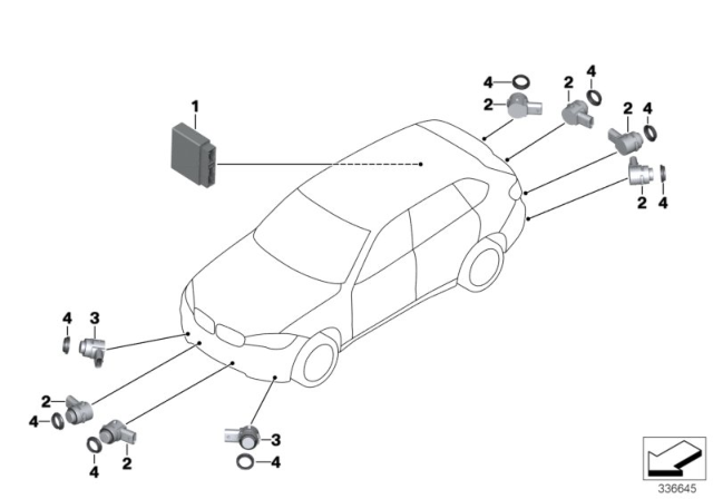 2015 BMW X5 Park Distance Control (PDC) Diagram 1