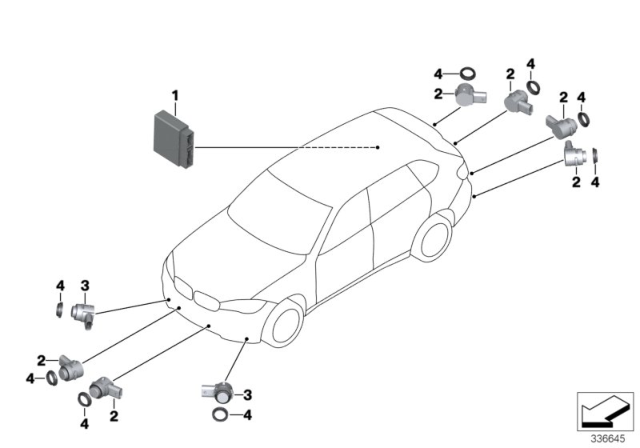 2016 BMW X5 Park Distance Control (PDC) Diagram 1