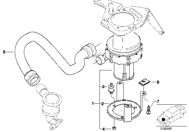2001 BMW 530i Emission Control - Air Pump Diagram