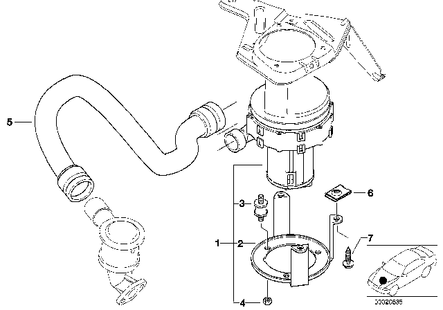 2001 BMW 525i Pressure Hose Assy Diagram for 11721435456