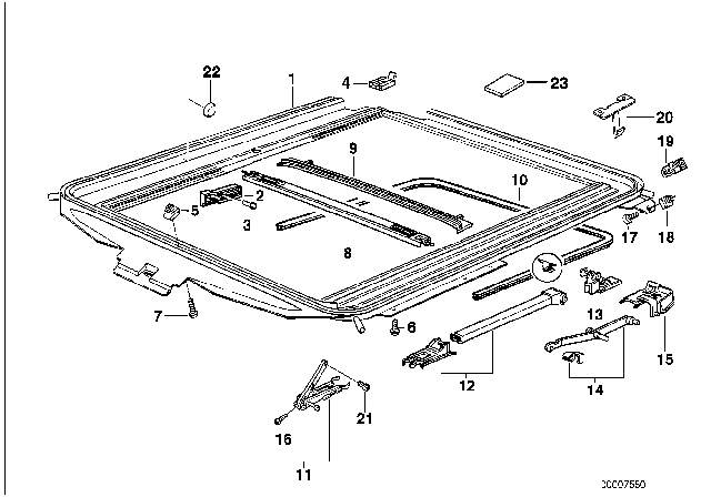 1997 BMW 318ti Sliding Lifting Roof Frame Diagram