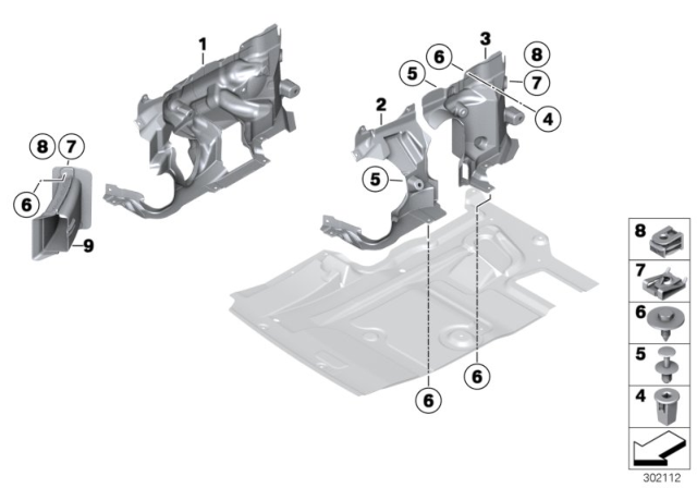 2011 BMW 740i Mounting Parts, Engine Compartment Diagram