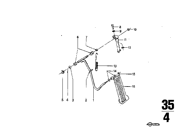 1973 BMW 3.0S Accelerator Pedal Diagram 1