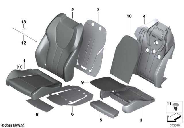 2020 BMW X5 Seat, Front, Cushion & Cover Diagram 1