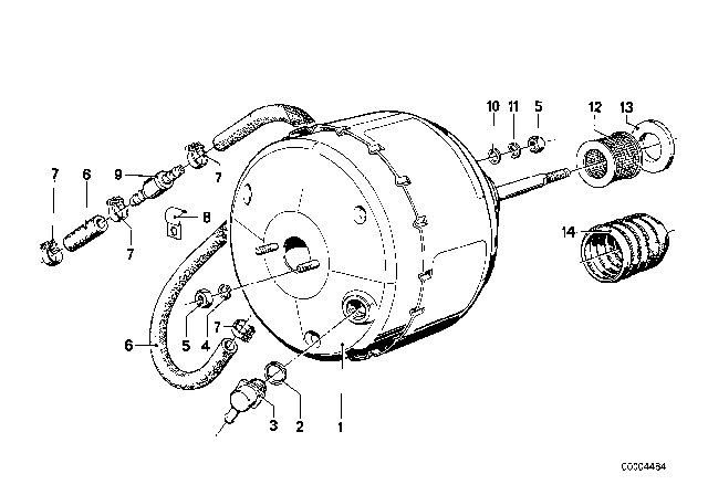 1984 BMW 633CSi Power Brake Unit Depression Diagram