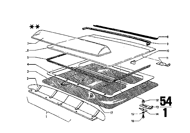 1971 BMW 2800CS Cover Diagram for 54129734150