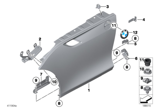 2016 BMW Z4 Side Panel, Front Diagram