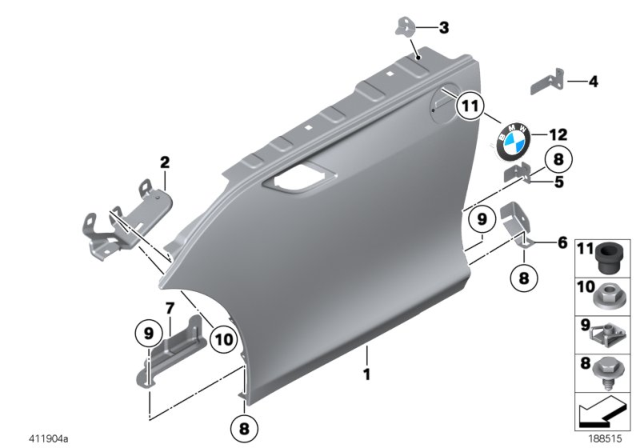 2014 BMW Z4 Side Panel, Front Left Diagram for 41007232667