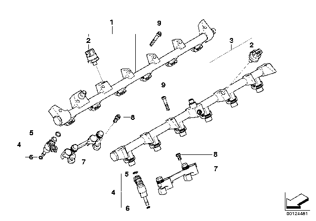 2004 BMW 760i Injection Line - Fuel Injector Diagram