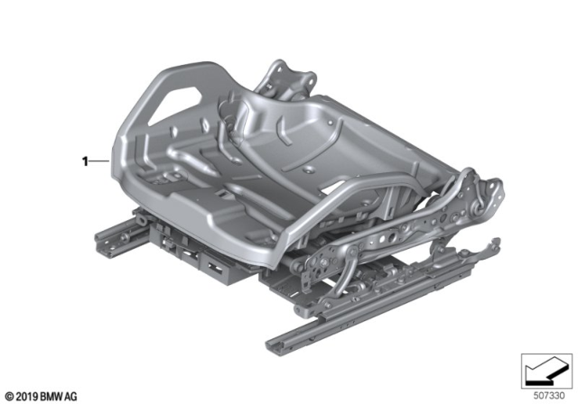 2020 BMW M8 Seat, Front, Seat Frame Diagram 1