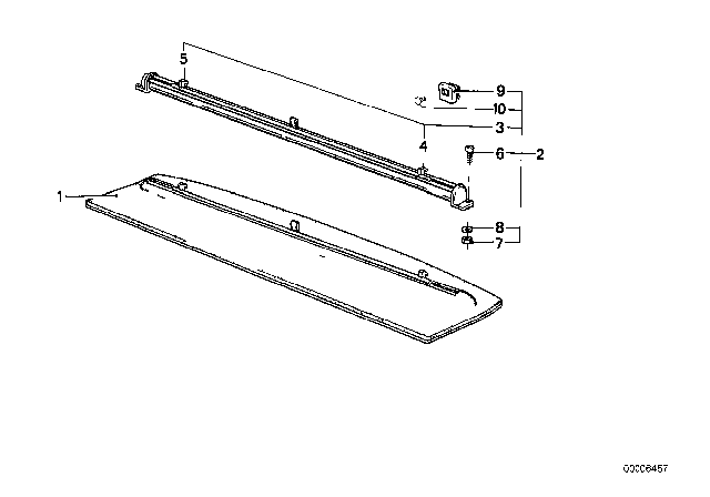 1985 BMW 528e Rear Window Shelf / Sun Blind Diagram