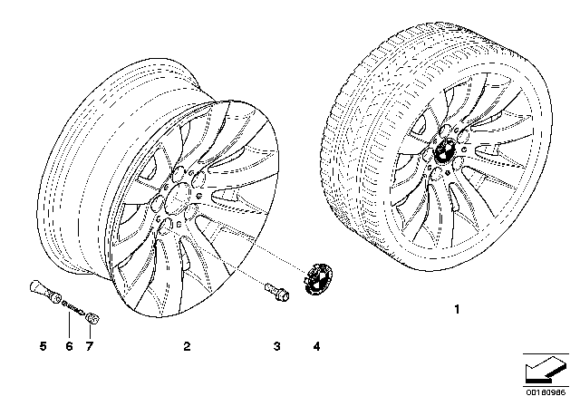 2009 BMW 535i BMW LA Wheel, Radial Spoke Diagram