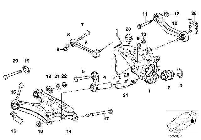 2002 BMW 540i Rear Axle Support / Wheel Suspension Diagram