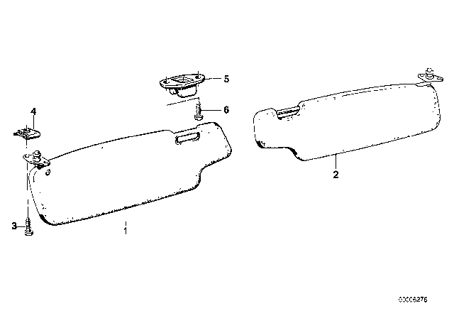 1981 BMW 320i Sun Visors Diagram