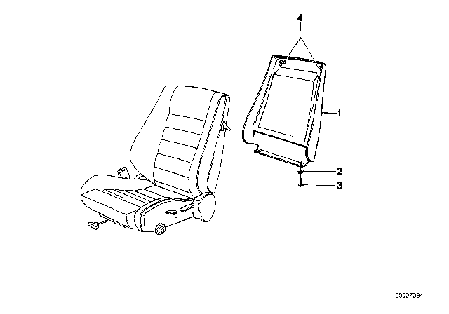 1989 BMW 325i BMW Sport Seat Panel Rear Diagram