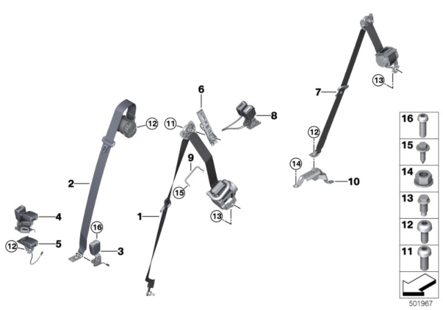 2020 BMW X5 UPPER SEAT BELT 2ND SEAT ROW Diagram for 72117497620