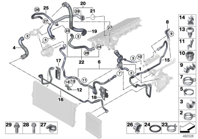 2013 BMW 640i Cooling System Coolant Hoses Diagram 3