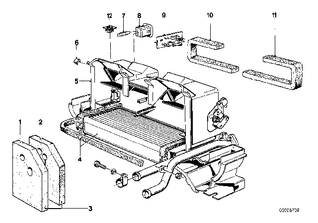 1980 BMW 320i Heater Radiator / Housing Sofica Diagram