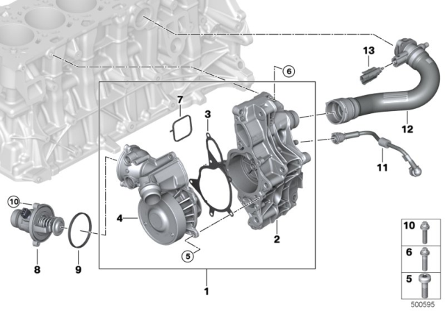 2020 BMW X3 M Cooling System - Coolant Pump / Thermostat Diagram