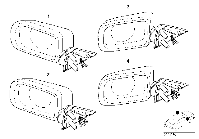 2000 BMW 740iL Exterior Mirror Diagram