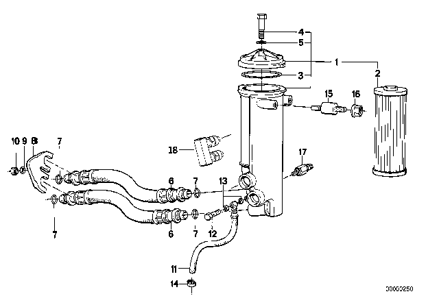 1990 BMW 750iL Oil Filter With Oil Cooler Connection Diagram for 11421715733