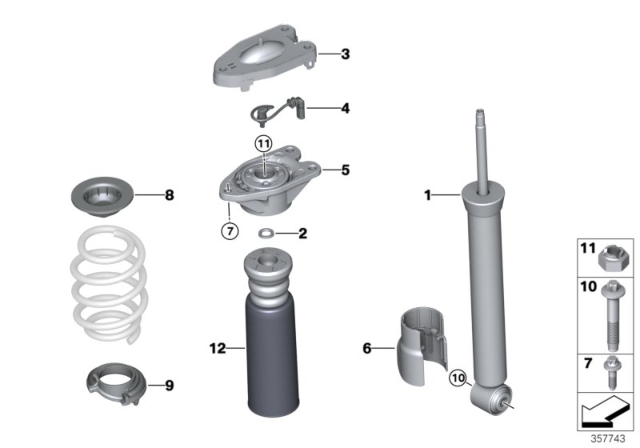 2019 BMW X2 SHOCK ABSORBER, REAR, VDC Diagram for 37106889025