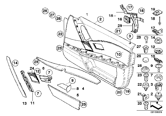 2005 BMW 525i Inside Left Door Handle Diagram for 51217076258