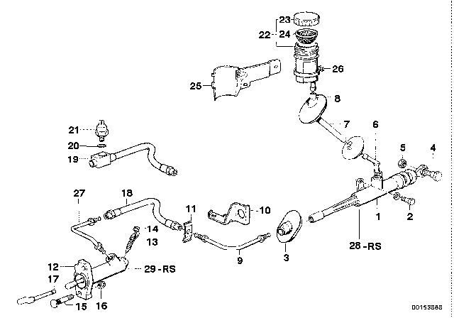1993 BMW M5 Input Cylinder Clutch Diagram for 21522226477